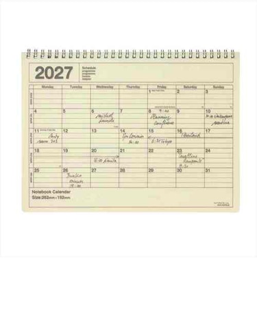 【2027年1月始まり】　マークス（MARK'S）　ノートブックカレンダー　M　マンスリーブロック　27WDR-NB1-IV　アイボリー　月曜始まり
