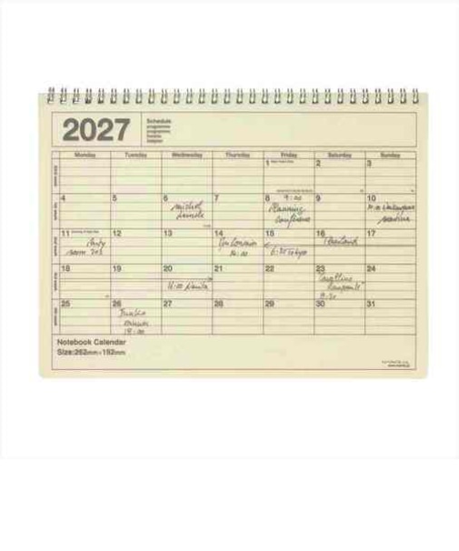 【2027年1月始まり】　マークス（MARK'S）　ノートブックカレンダー　M　マンスリーブロック　27WDR-NB1-IV　アイボリー　月曜始まり