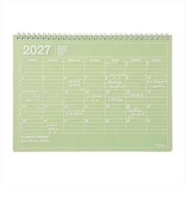 【2027年1月始まり】　マークス（MARK'S）　ノートブックカレンダー　M　マンスリーブロック　27WDR-NB1-LGN　ライムグリーン　月曜始まり