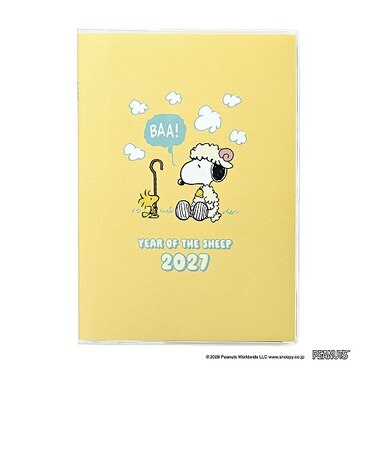 【2026年12月始まり】　クツワ（KUTSUWA）　スヌーピー家族手帳　B6　マンスリーブロック　682SQC　ひつじ＆季節　日曜始まり