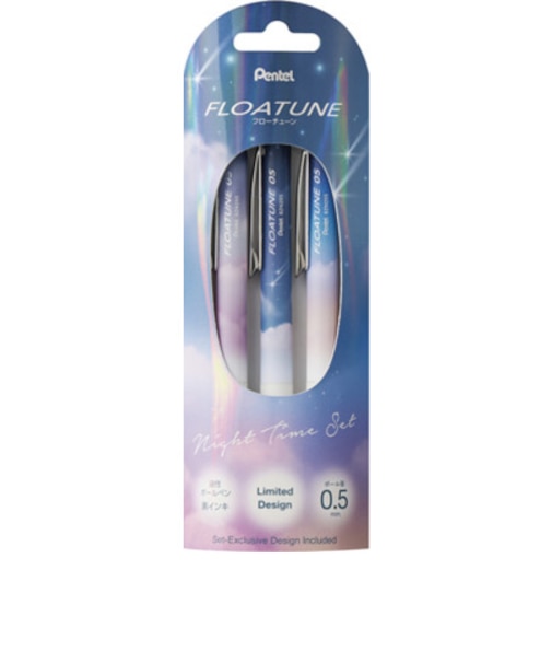 ぺんてる（Pentel）　フローチューン（FLOATUNE）　スカイリーデザイン　0.5mm　ナイトタイムセット　【数量限定】