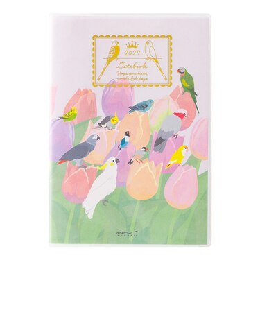 【2027年1月始まり】　ミドリ（MIDORI）　ポケットダイアリー　B6　ウィークリーレフト　22451　トリ柄　月曜始まり