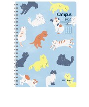 【2026年12月始まり】　コクヨ（KOKUYO）　ソフトリングダイアリー　A5　マンスリーブロック　ニ-SMNL2-A5　キャット柄　【数量限定】　月曜始まり