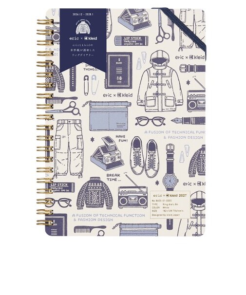 【2026年12月始まり】　クレイド（kleid）　eric×Kleid　ring　diary　B6　マンスリーブロック　No.8605-01　White　月曜