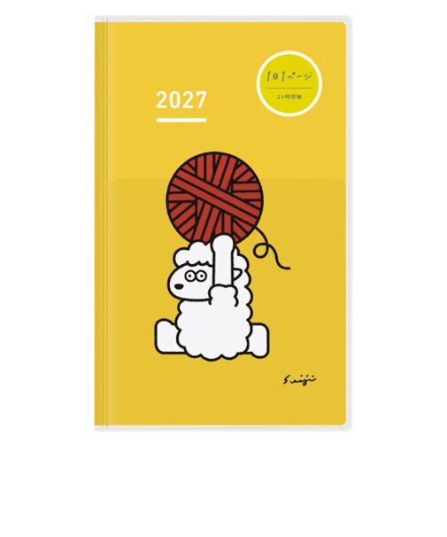【2027年1月始まり】　コクヨ（KOKUYO）　ジブン手帳DAYs　mini　B6スリム　デイリー1日1ページ　ニ-JDM1L2-27　限定羊柄/イエロー　月