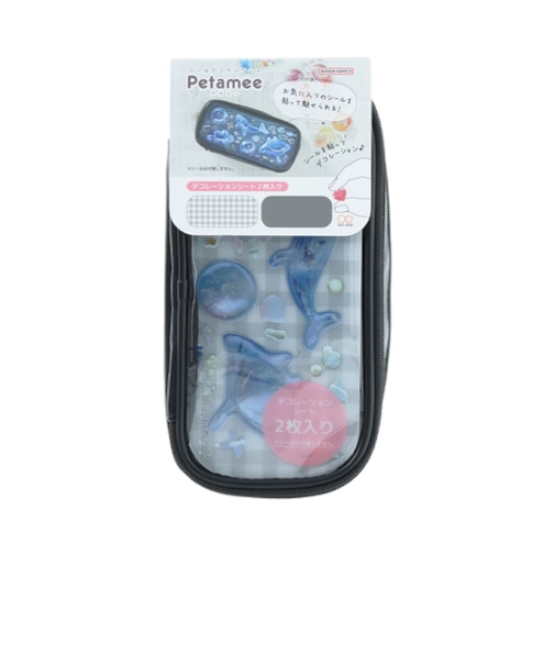 サンスター文具　シールデコペンケース　ペタミー（Petamee）　ブラック