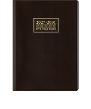 【2027年1月始まり】　高橋書店　5年卓上日誌　A5　デイリー2日1ページ　61　茶　各月1日始まり