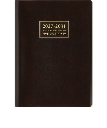 【2027年1月始まり】　高橋書店　5年卓上日誌　A5　デイリー2日1ページ　61　茶　各月1日始まり