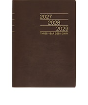 【2027年1月始まり】　高橋書店　3年卓上日誌　A5　デイリー2日1ページ　63　茶　各月1日始まり