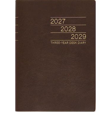 【2027年1月始まり】　高橋書店　3年卓上日誌　A5　デイリー2日1ページ　63　茶　各月1日始まり