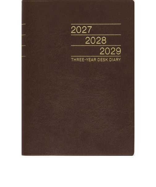 【2027年1月始まり】　高橋書店　3年卓上日誌　A5　デイリー2日1ページ　63　茶　各月1日始まり