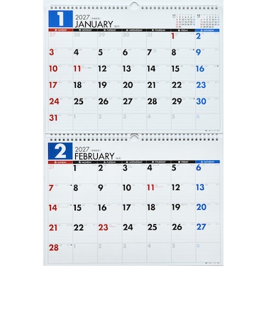 【2027年版・壁掛】　高橋書店　エコカレンダー壁掛　B4×2面　E75