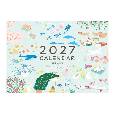 【2027年版・壁掛】　包む　壁掛けカレンダー　A2　TQ0003　ほっこり日和