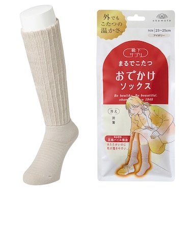 靴下サプリ　まるでこたつ　おでかけソックス　23～25cm　アイボリー