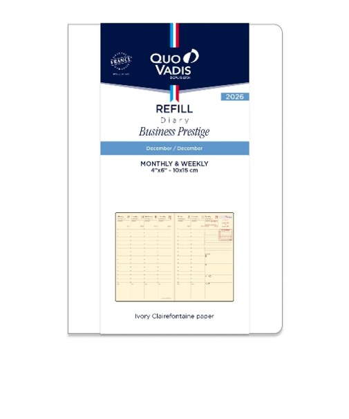 【2026年12月始まり】　クオバディス（QUO　VADIS）　ビジネスプレステージ　レフィル　A6変型　ウィークリーバーチカル　月曜始まり