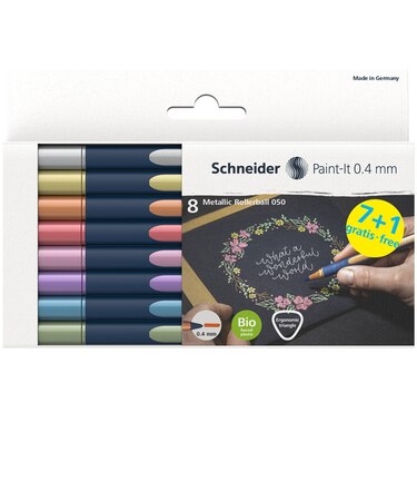 シュナイダー（Schneider）　メタリックローラーボールペン　ペイントイット050　8色セット