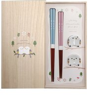 イシダ 夫婦箸 桐箱箸置付 シマエナガ 23cm/21cm