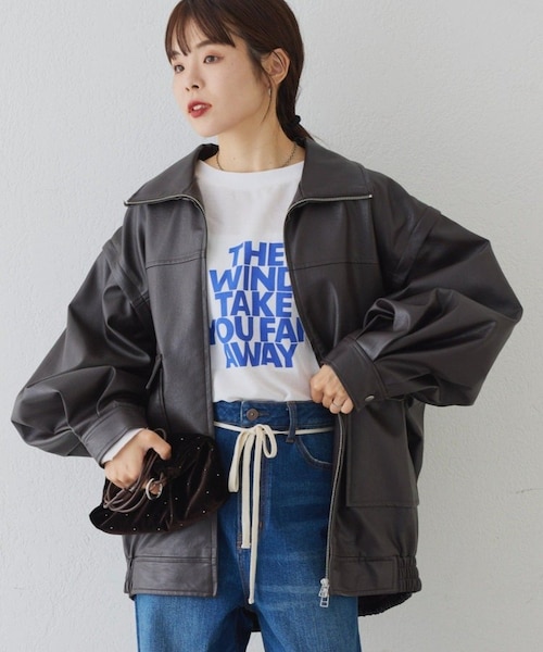 CIAOPANICTYPY袖取り外し可能フェイクレザー2WAYスタンドブルゾン CIAOPANIC TYPY｜【袖取り外し可能/ユニセックス】フェイクレザー2WAY