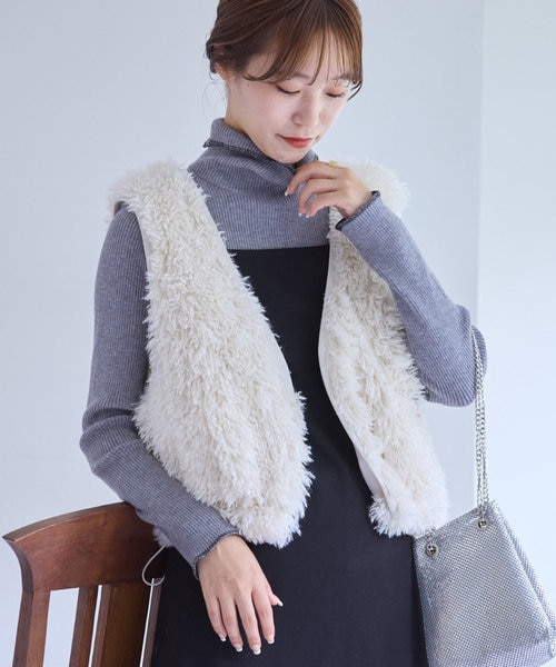 クロップド/ショート 横段 サファイアミンク ドロスト ファーコート