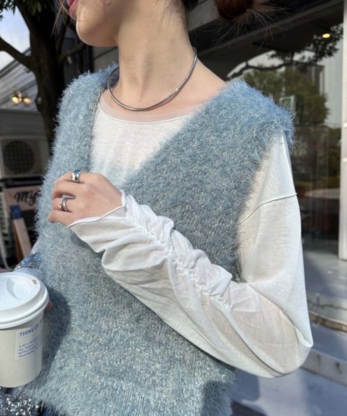 袖くしゅくしゅシアーTEE