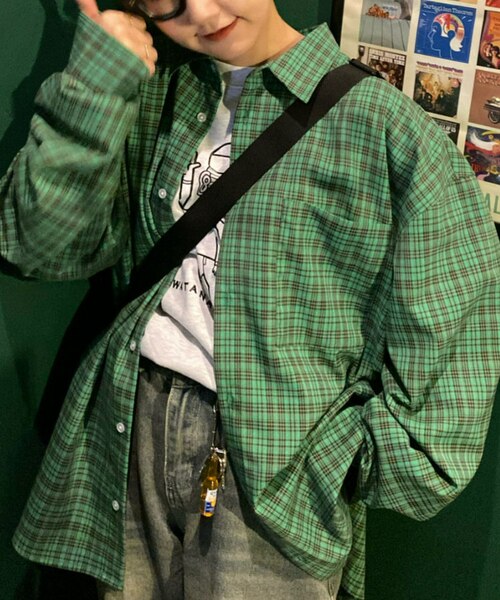 ルーズシルエットcheck シャツ S ブラウス シャツ ルーズシルエット チェックシャツ 長袖 / 10色展開