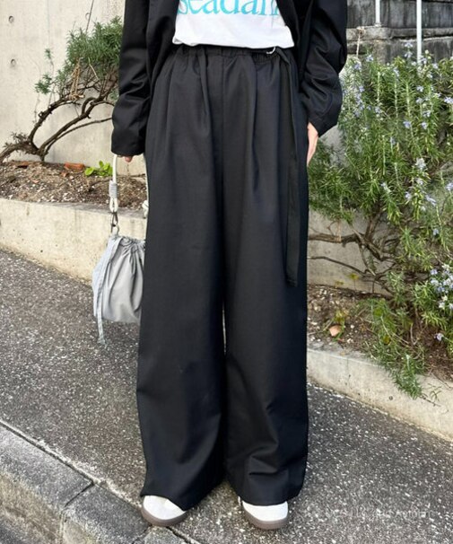 【ユニセックス】サイドベルト付きルーズシルエットスラックス/セット