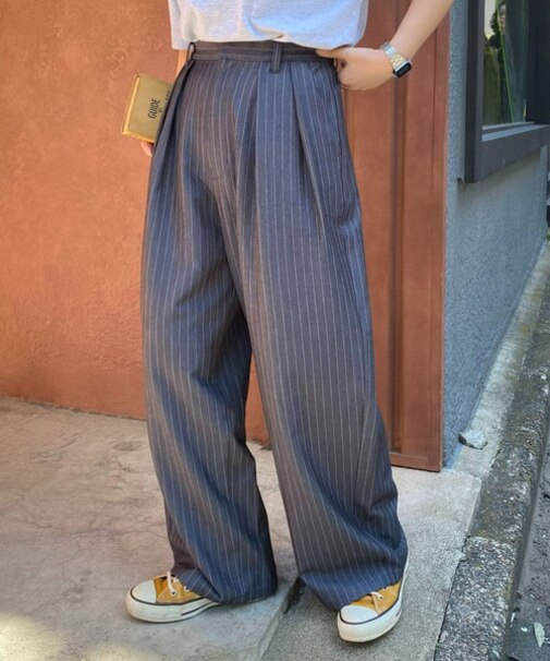 【13色展開】タックボリュームワイドスラックス/アソート素材