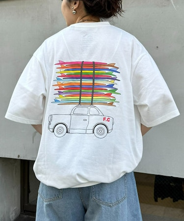 FC サーフボード&CARグラフィックテックテック半袖Tee
