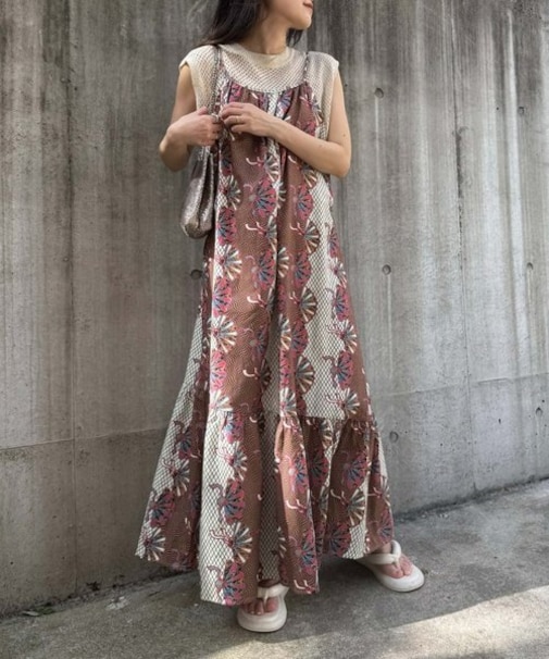 アフリカンバティックアソート柄キャミワンピース