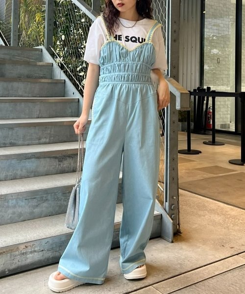 HELLO.SANFRANCISCO】ハマグリステッチデニムビスチェサロペット