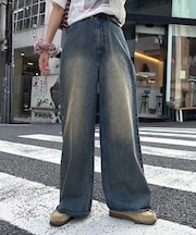【新色追加】【UNISEX】オーバーダイワイドデニムパンツ