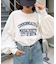 USAコットンプリント袖ボリュームスリーブロゴロンTee
