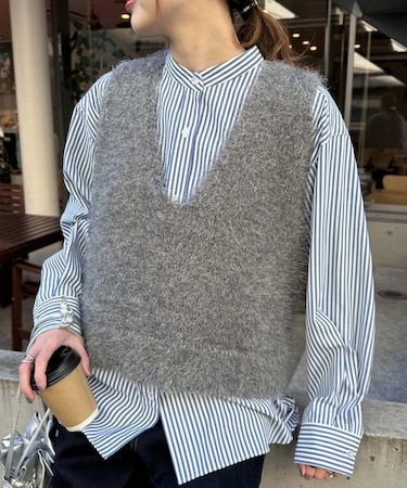 【リバイバル】ミックスフェザーヤーンクロップド丈ベスト