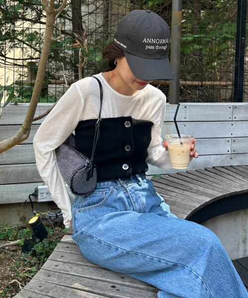 インフルエンサーよも企画】【WEB限定】シアーTee付ニットベアビスチェ