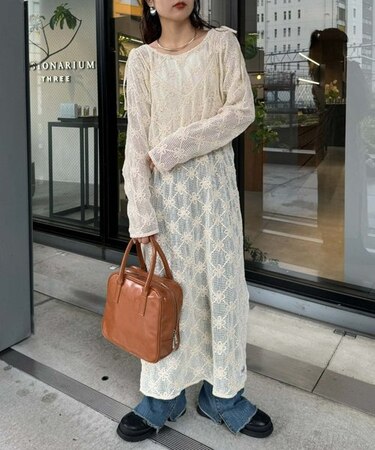 【HELLO.SANFRANCISCO】フラワー刺繍レーストップス付きワンピース