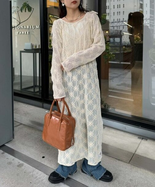 【HELLO.SANFRANCISCO】フラワー刺繍レーストップス付きワンピース