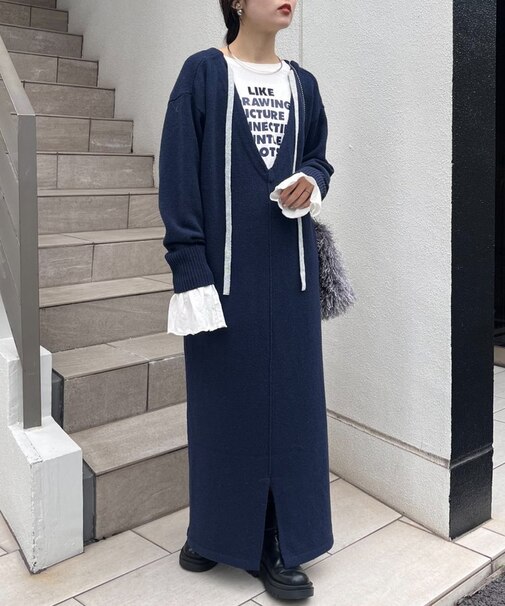 【＆モール限定特価】２WAY深Vネックニットワンピース