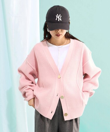 【2025年S/S新作】パッチワーク金ボタンVネックカーディガン