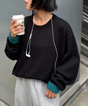 【洗えるニット】ユニセックスビックシルエットロンTeeライクニット