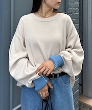 【洗えるニット】ユニセックスビックシルエットロンTeeライクニット
