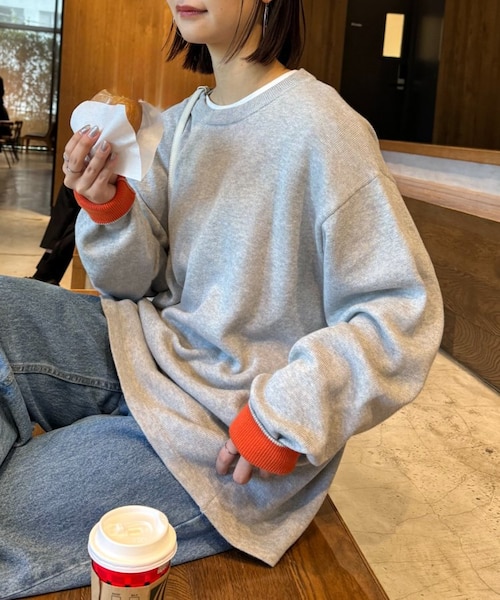 HIGH STREET∴イントレメランジモールコンビクルーネックKN｜ハイ