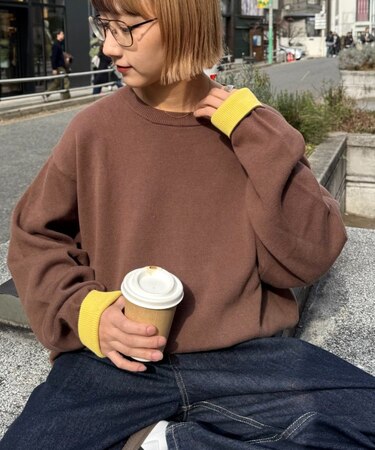 【洗えるニット】ユニセックスビックシルエットロンTeeライクニット