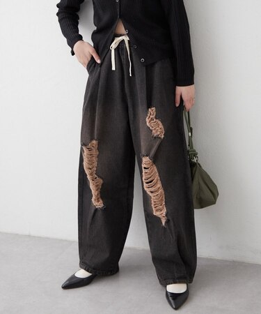 ダメージデニムカーブパンツ《セットアップ対応》