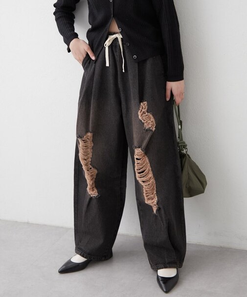 ダメージデニムカーブパンツ《セットアップ対応》