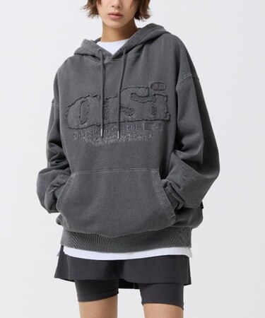 【OddStudio】ピグメントダメージロゴフーディー