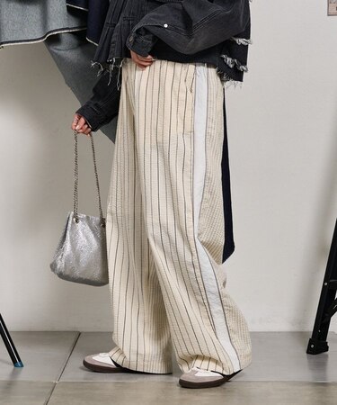 【etsinta】リメイクラインサッカーストライプトラウザー