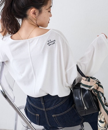 シアースラブワンポイント刺繍オーバーTee