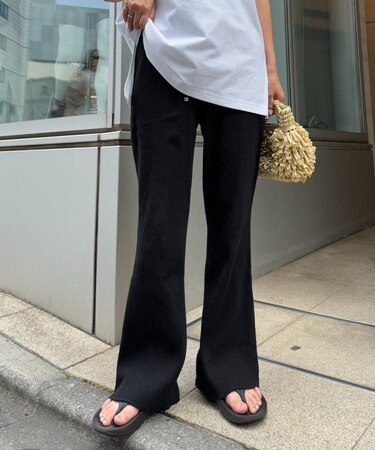 【マイナス3キロ見え/低身長・高身長対応サイズ展開】すっきりシルエットリブパンツ