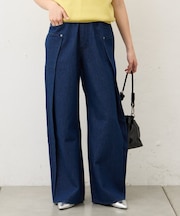 【UNISEX】タックデザインワイドデニム