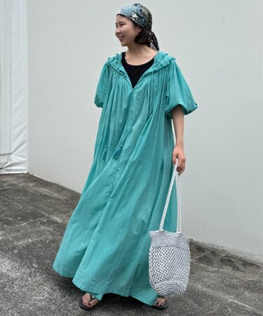 【India】シルクタッチボイル深Vフリンジワンピース